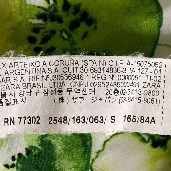 2/$30 ZARA Kiwi Print Blouse White Green Self Tie Cold Shoulder Sleeve S #6092 - Picture 13 of 16